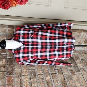 Woolrich Plaid Button Down Flannel Shirt Red Black and White Size Large